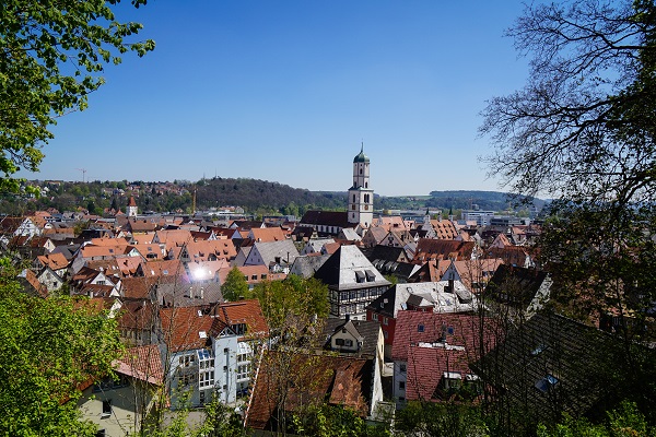 Aussicht über Biberach an der Riß in Oberschwaben.