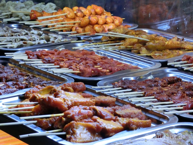 Grillspieße Yangon Nachtmarkt 19th Street