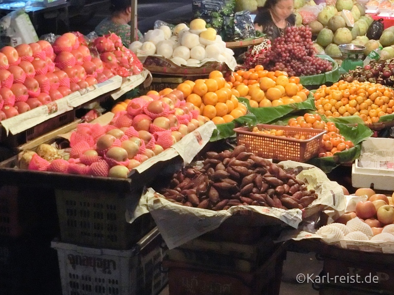 Bild Yangon Nachtmarkt Chinatown Früchte