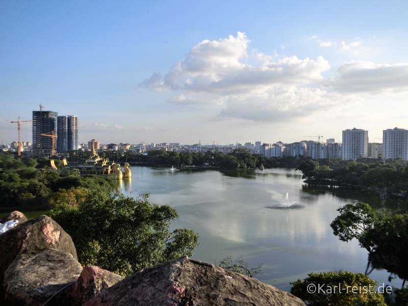 Bild Aussicht Yangon Kandawgyi Lake Karaweik Palace View