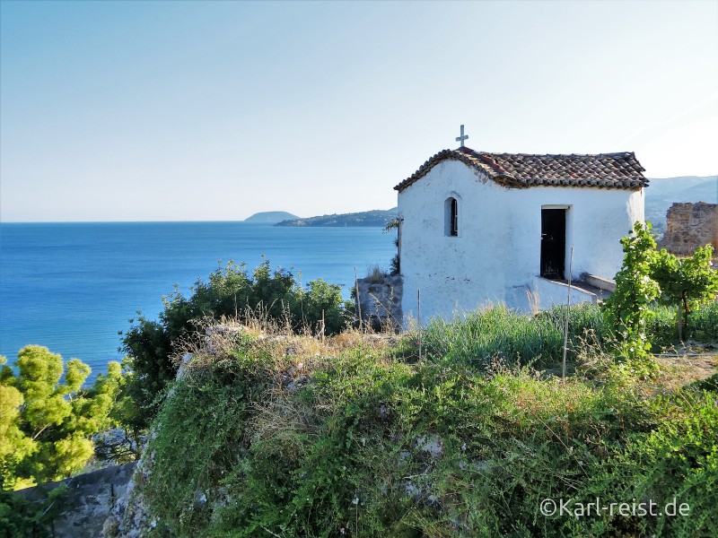 Blick vom Koroni Kloster über die Peloponnes Küste