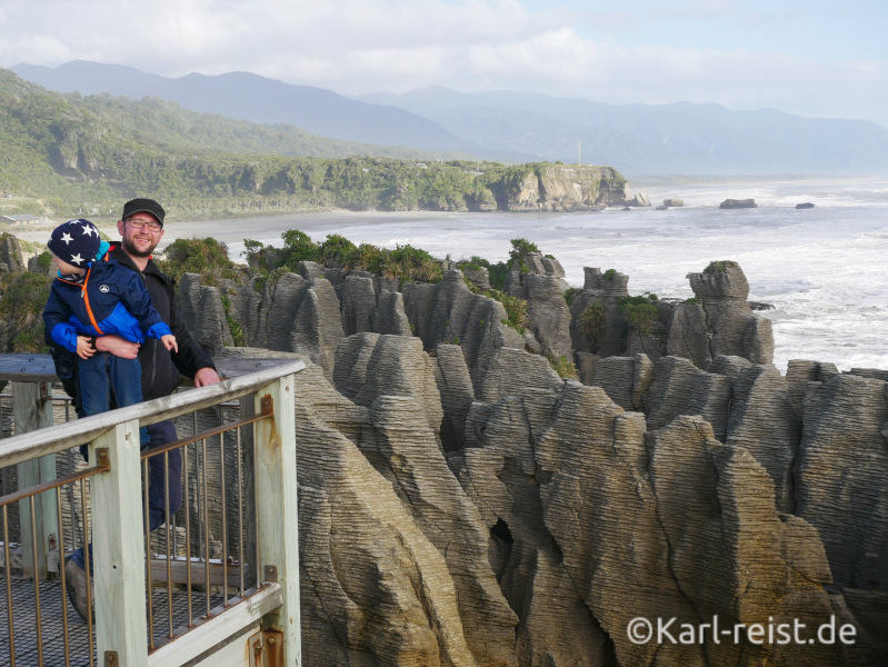 Ausblick Punakaiki Pancake Rocks aufs die Westküste Neuseelands
