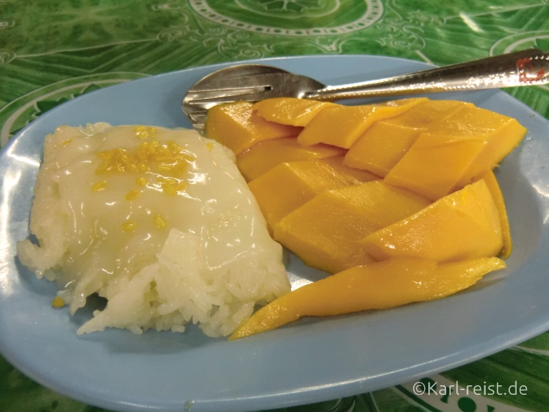 Khao Niaow Ma Muang - Sticky Rice with Mango - Klebereis mit Mango