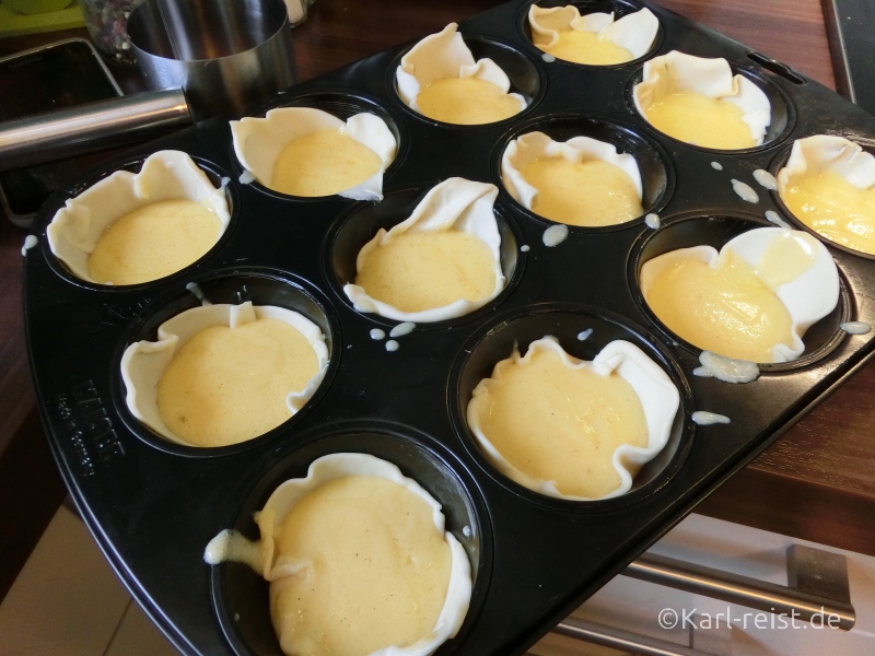 Rezept Pastéis de Nata Belem Füllung in Blätterteig füllen